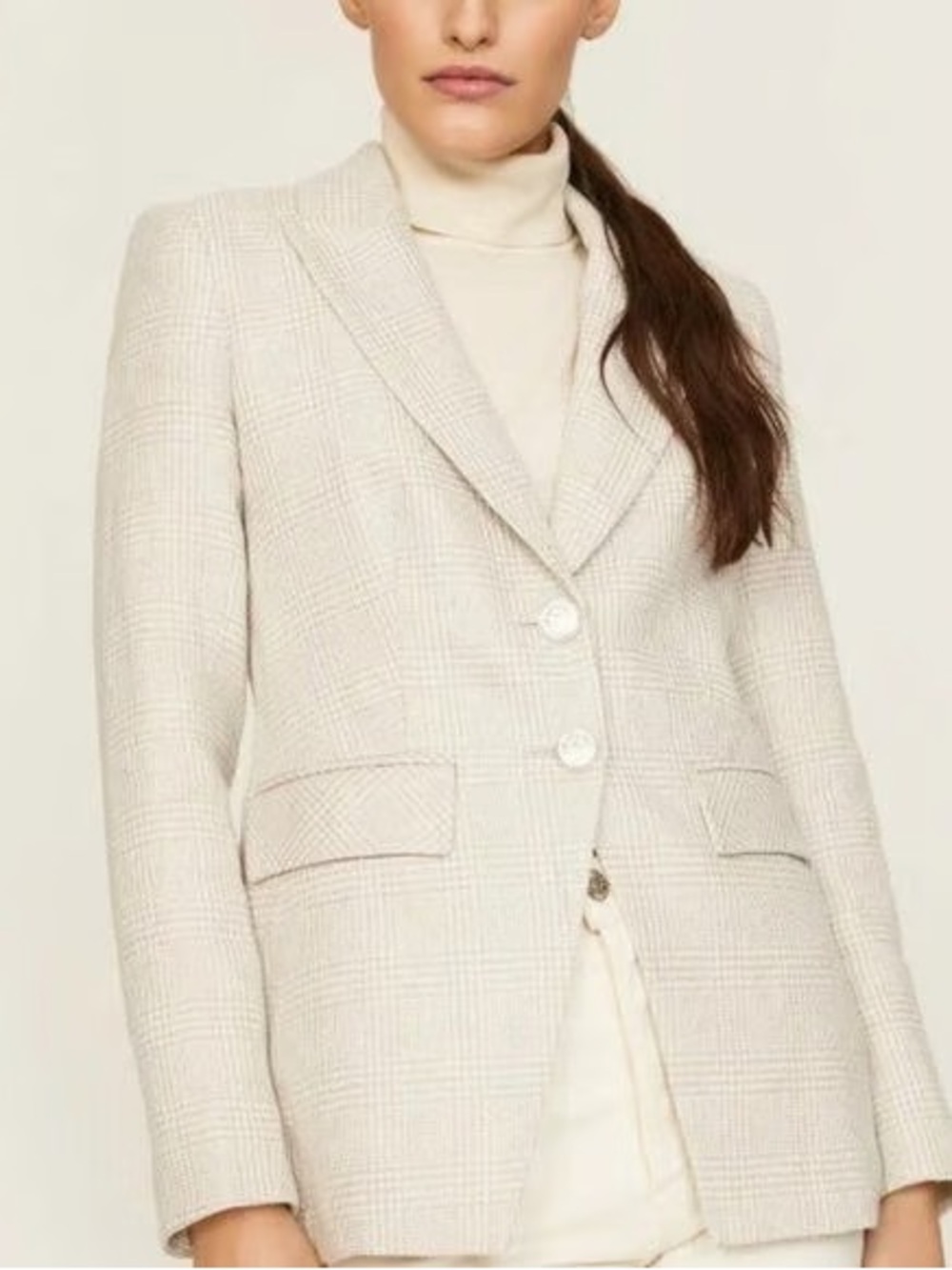 Veronica Beard Mathi Glen Plaid Dickey JacketWomen's Beige Plaid Tailored Blazer